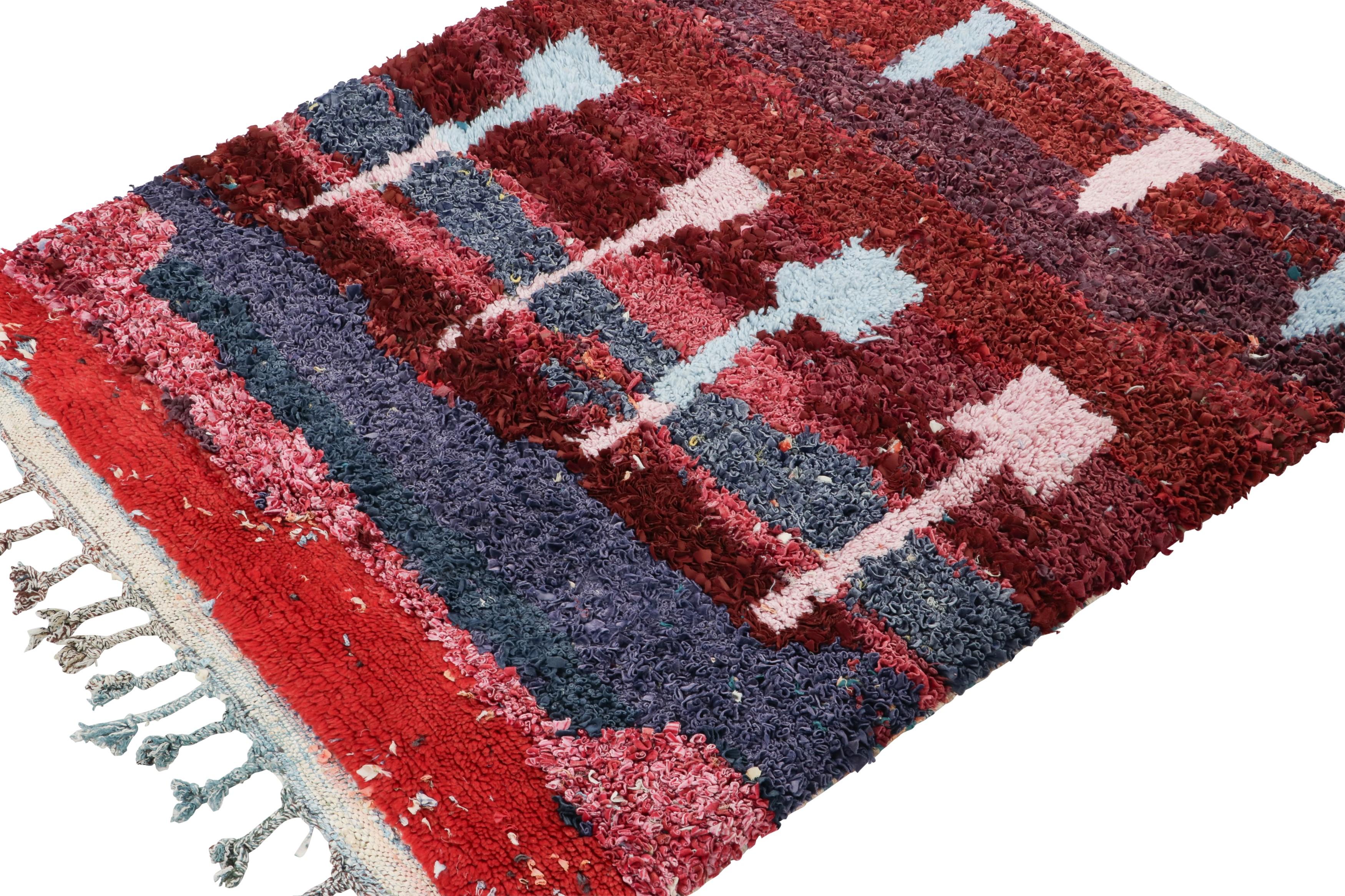 Vintage Moroccan Rug, Red with Tribal Geometric Patterns - Rug & Kilim In Good Condition For Sale In Long Island City, NY