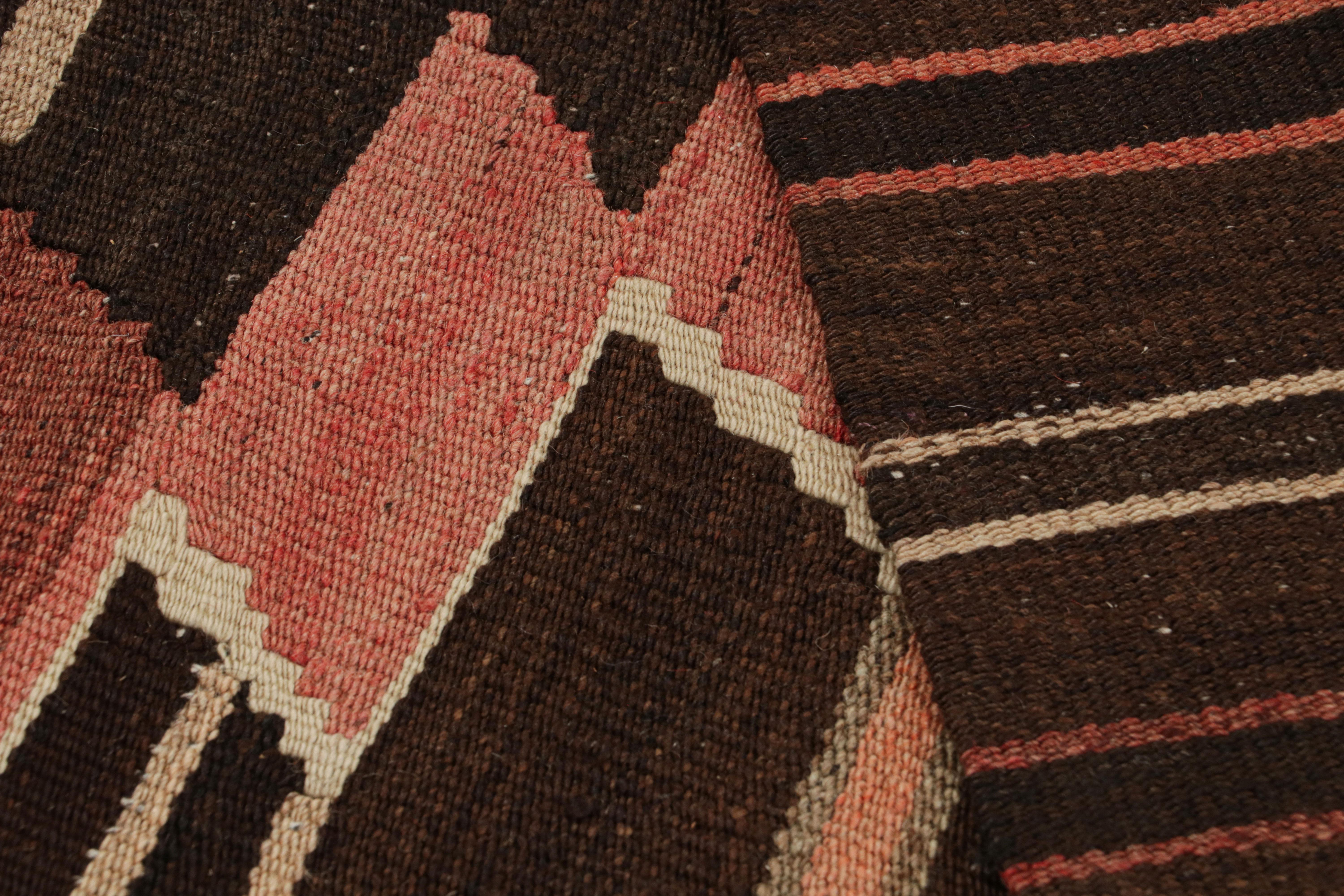 Vintage Midcentury Mut Beige-Brown and Red Wool Kilim Rug by Rug & Kilim For Sale 1
