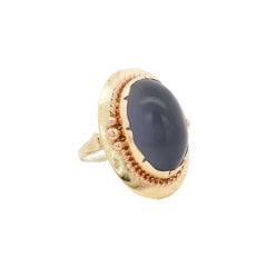Vintage MidCentury Natural Chalcedony Cocktail Ring, 14K Rose & Yellow Gold
