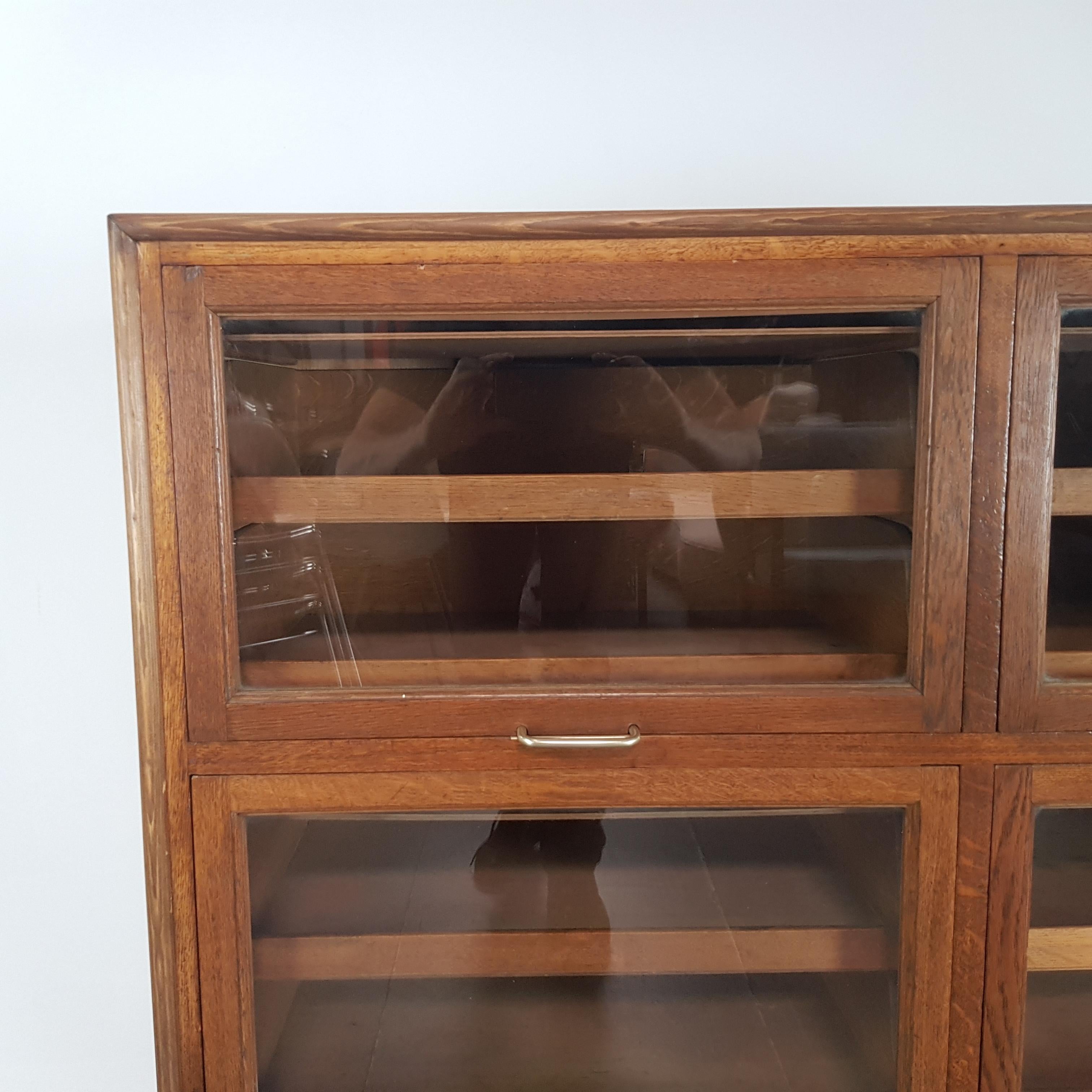 20th Century Vintage Midcentury Oak 6-Section Haberdashery Cabinet
