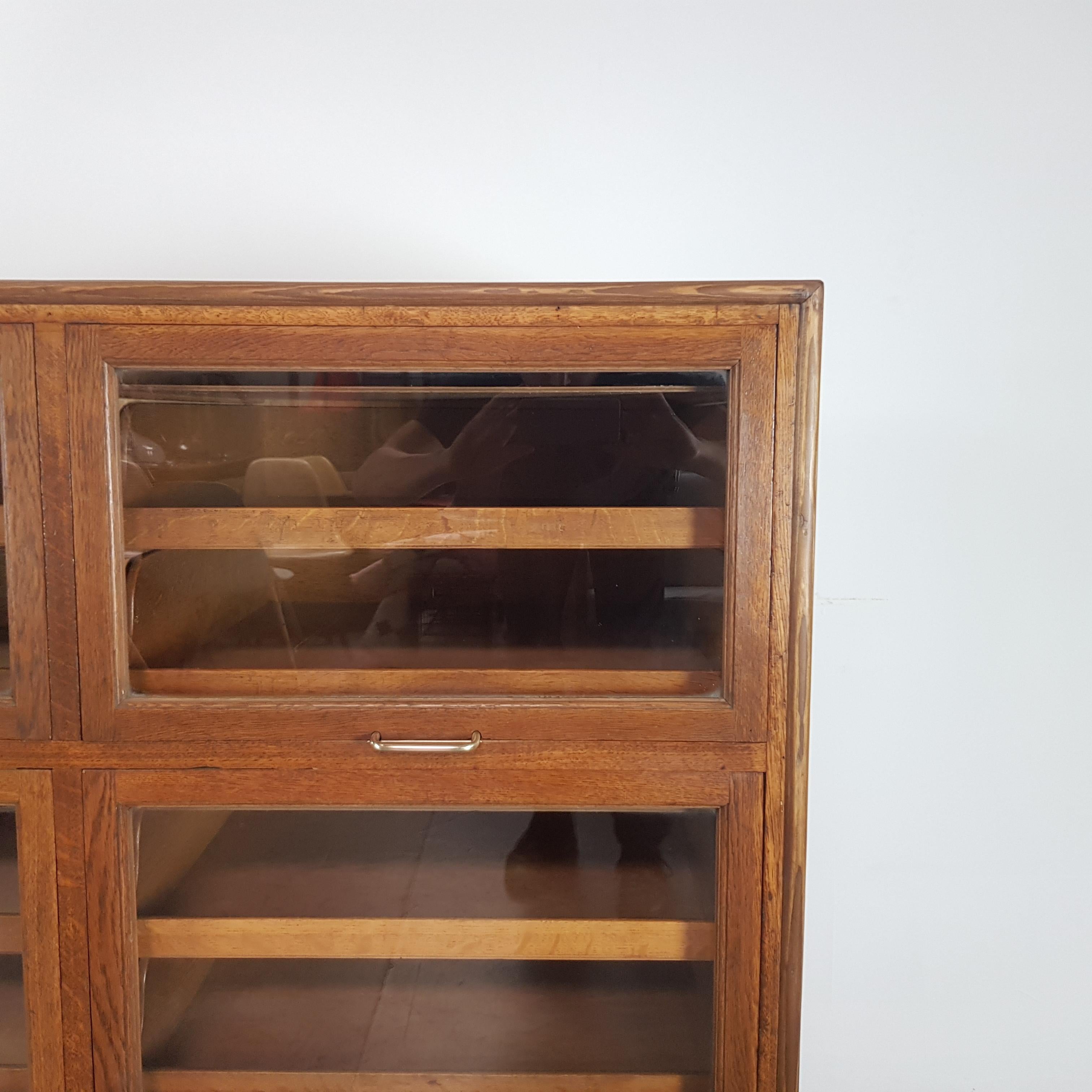Vintage Midcentury Oak 6-Section Haberdashery Cabinet 1