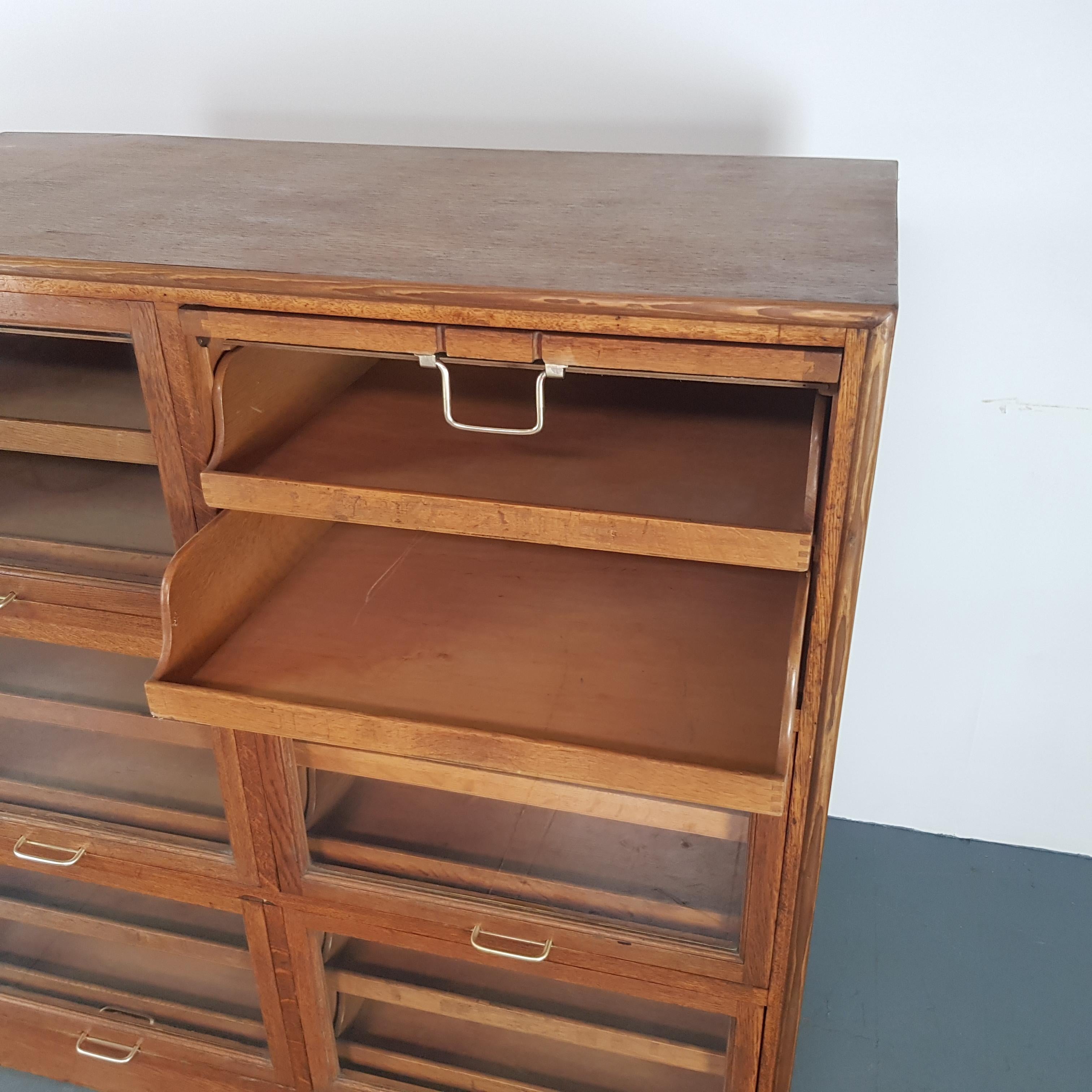 Vintage Midcentury Oak 6-Section Haberdashery Cabinet 4