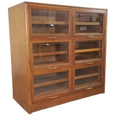 Vintage Midcentury Oak 6-Section Haberdashery Cabinet
