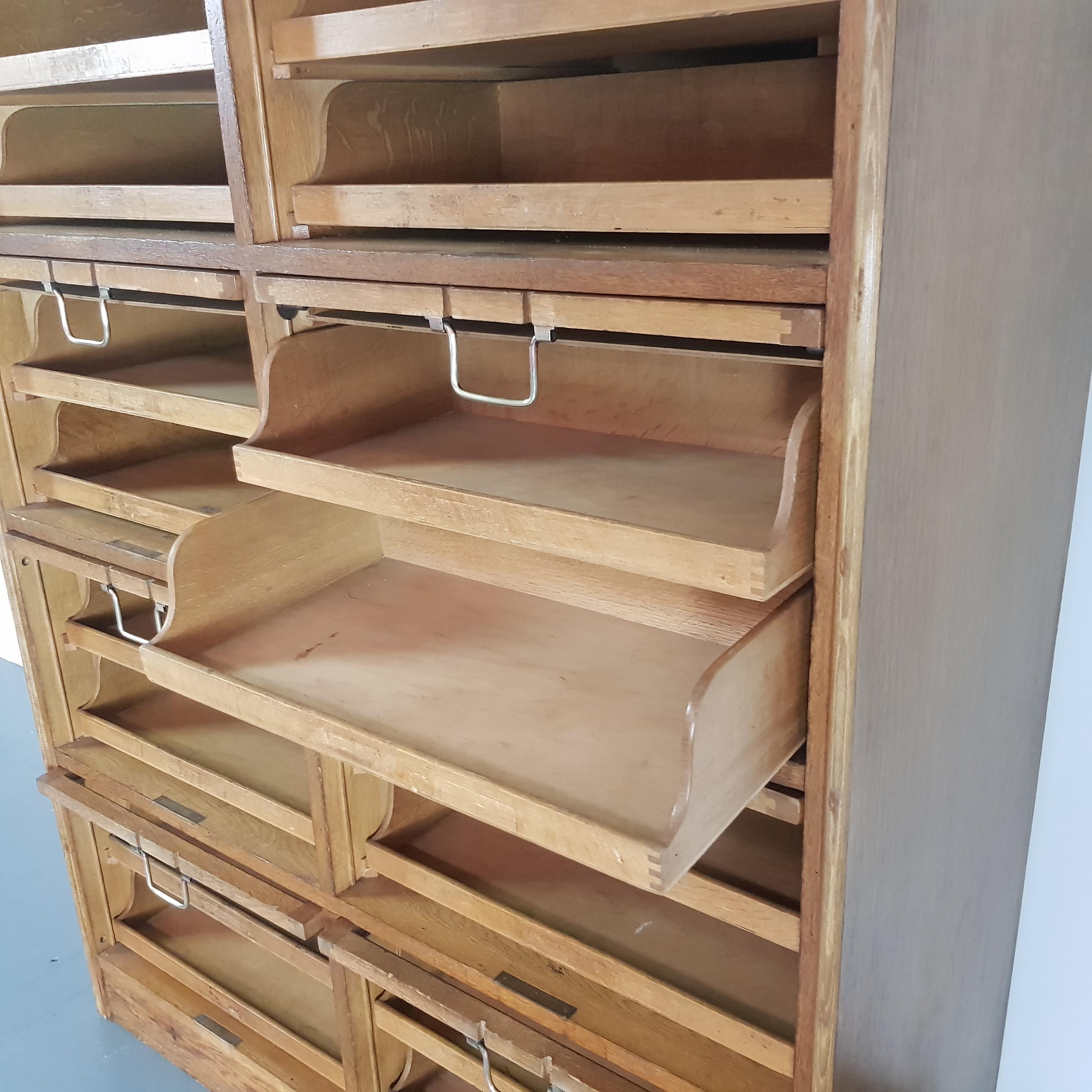 Vintage Midcentury Oak 8 Section Haberdashery Cabinet For Sale 5