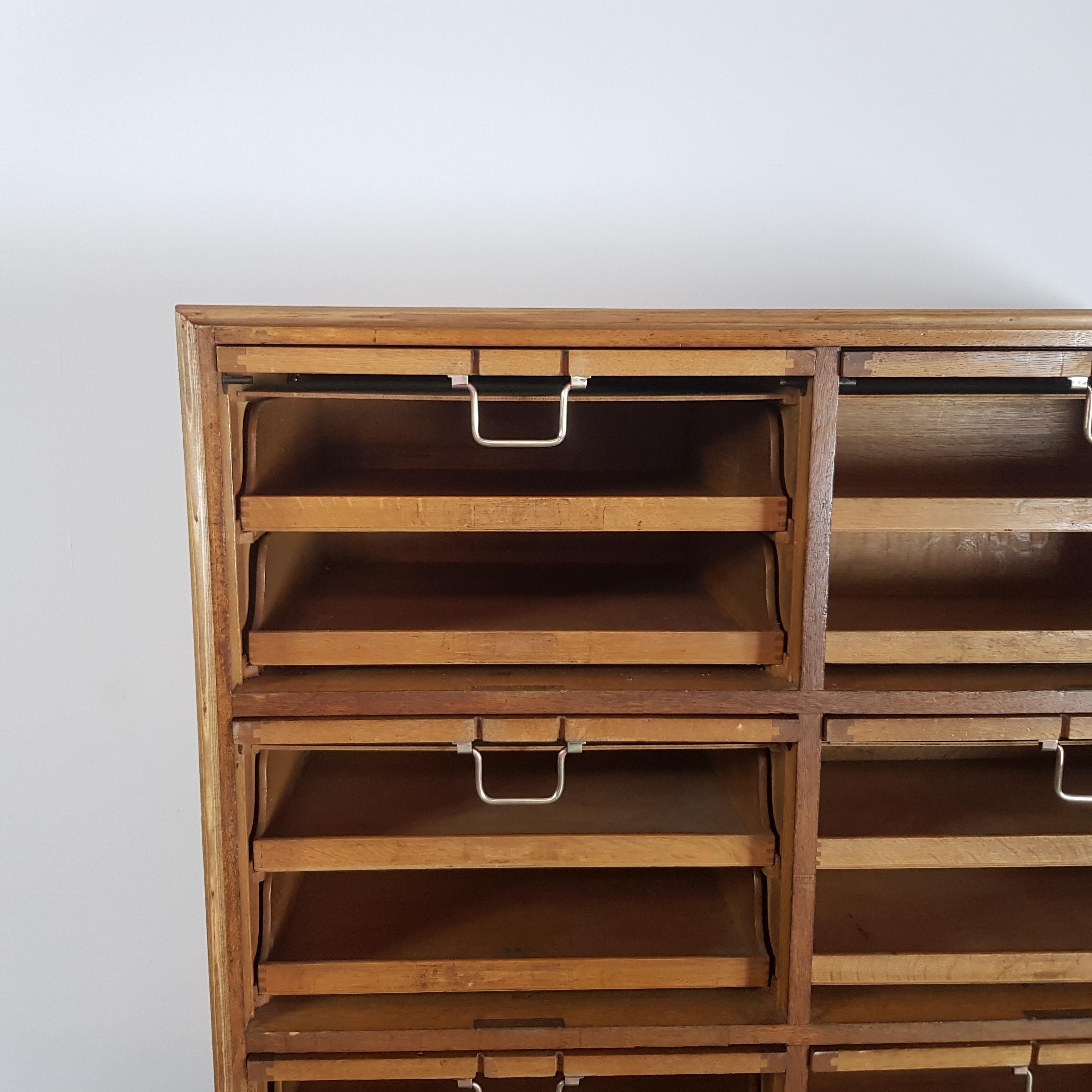 Vintage Midcentury Oak 8 Section Haberdashery Cabinet For Sale 7
