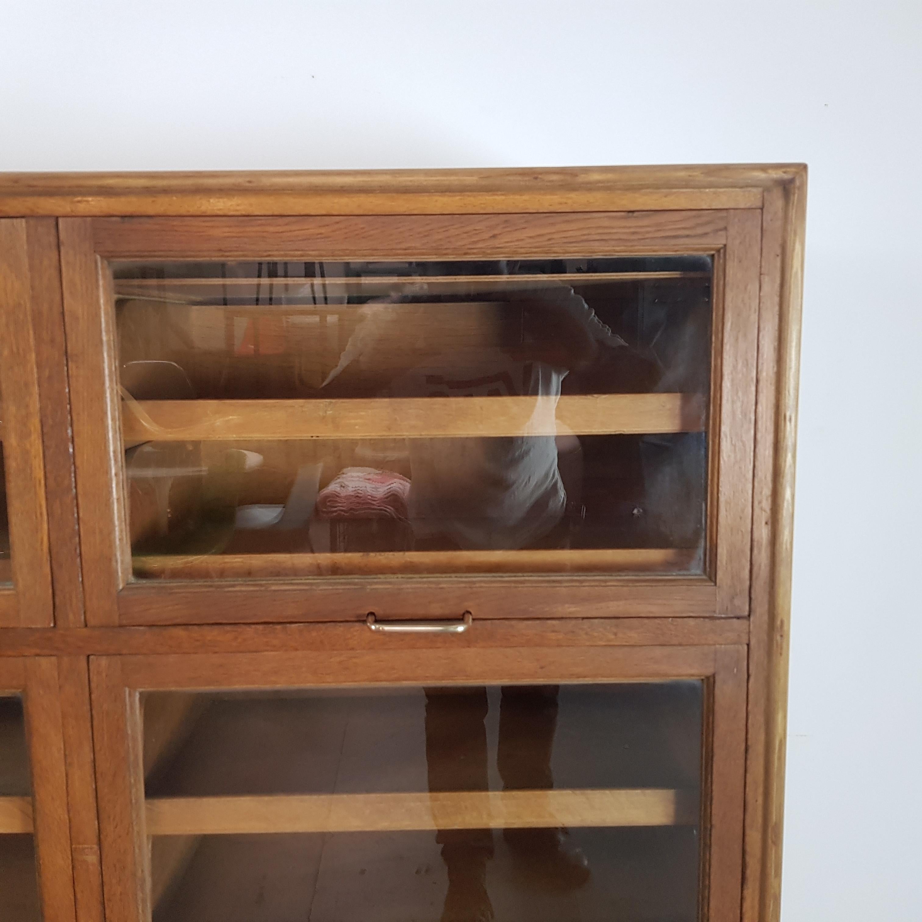 20th Century Vintage Midcentury Oak 8 Section Haberdashery Cabinet For Sale