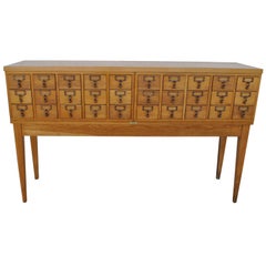 Vintage Midcentury Oak Library Card Catalogue Console by Gaylord Co.