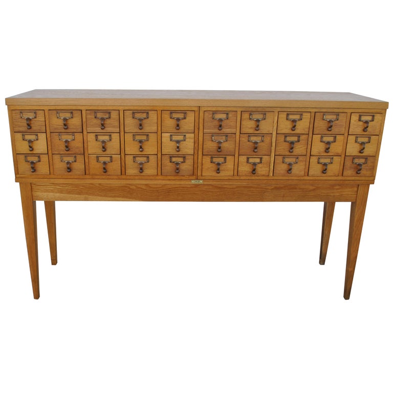 Vintage Midcentury Oak Library Card Catalogue Console by Gaylord Co. at