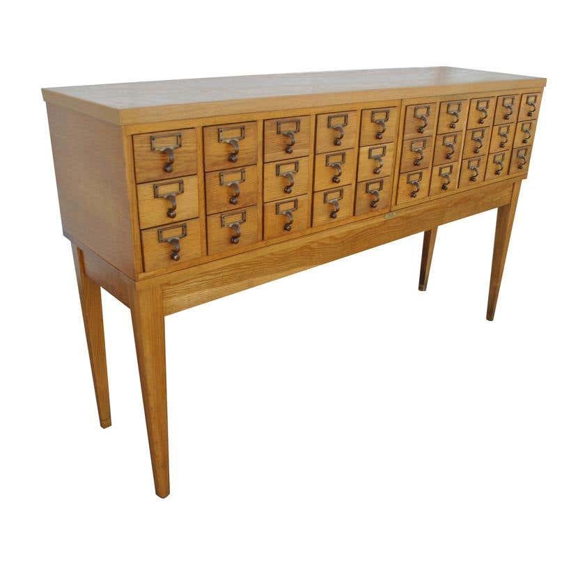 Vintage Midcentury Oak Library Card Catalogue Console by Gaylord Co. at
