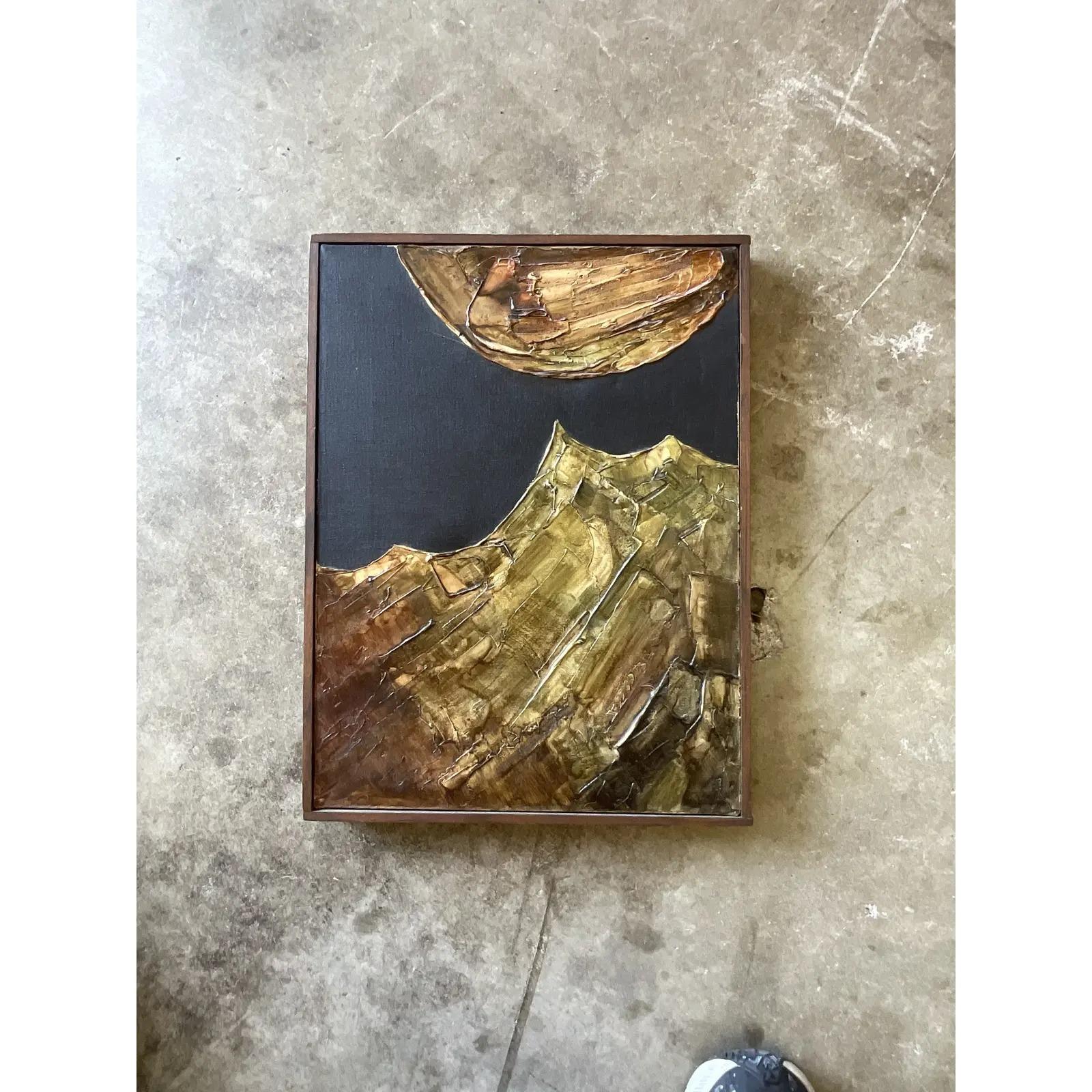 Vintage Midcentury Original Abstract Oil Painting For Sale 1