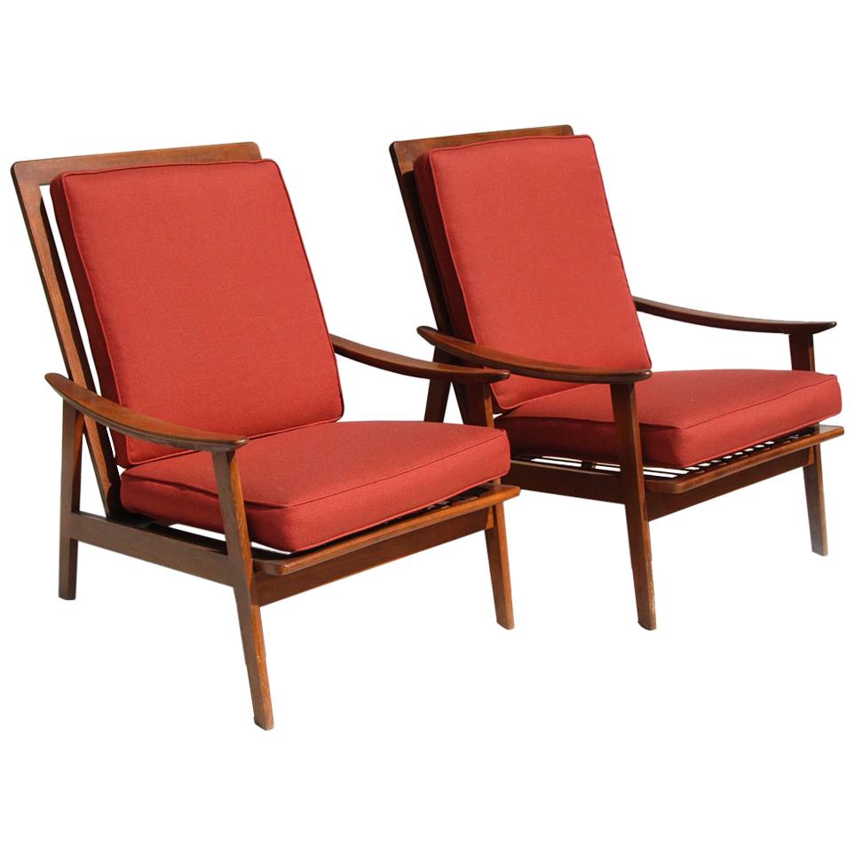 Vintage Midcentury Pair of Danish Lounge Chairs For Sale
