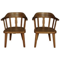 Vintage Midcentury Pair of Pine Armchairs from Sweden, 1960s