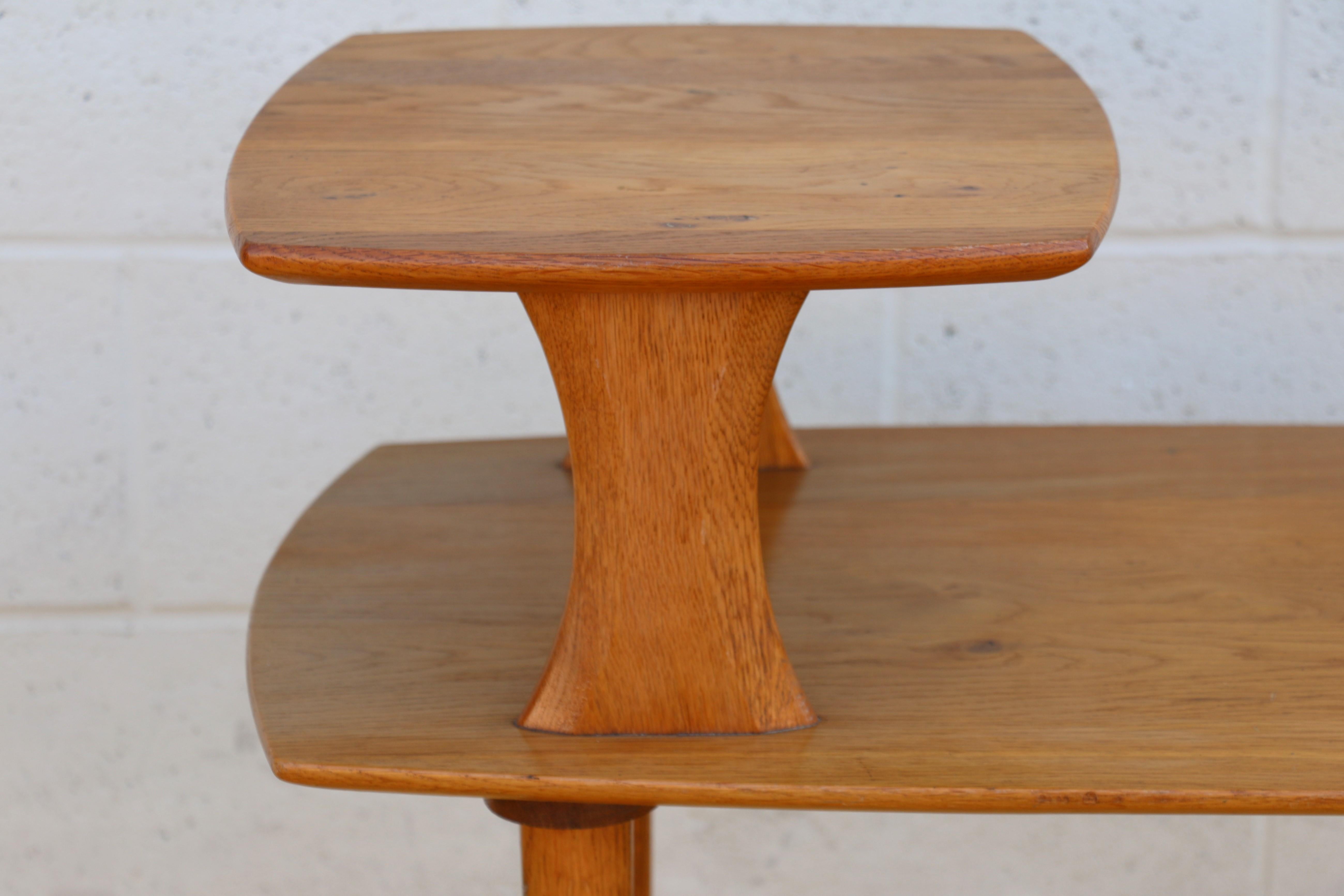 Vintage Midcentury Pair of Two Tier Wood Side Tables 8