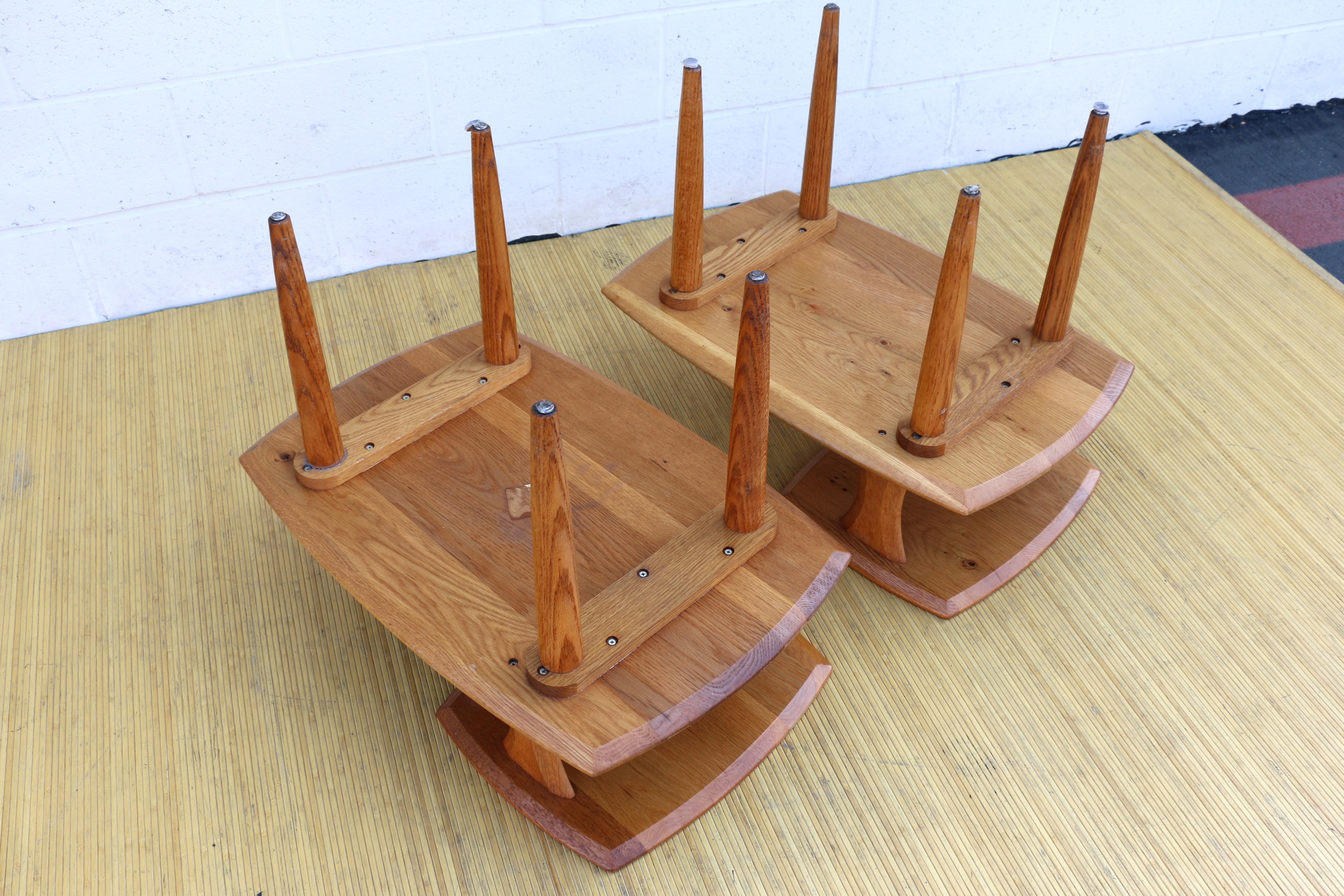 Vintage Midcentury Pair of Two Tier Wood Side Tables 13