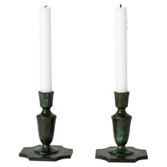 Vintage Midcentury Patinated Candlesticks, GAB, Sweden, 1930s