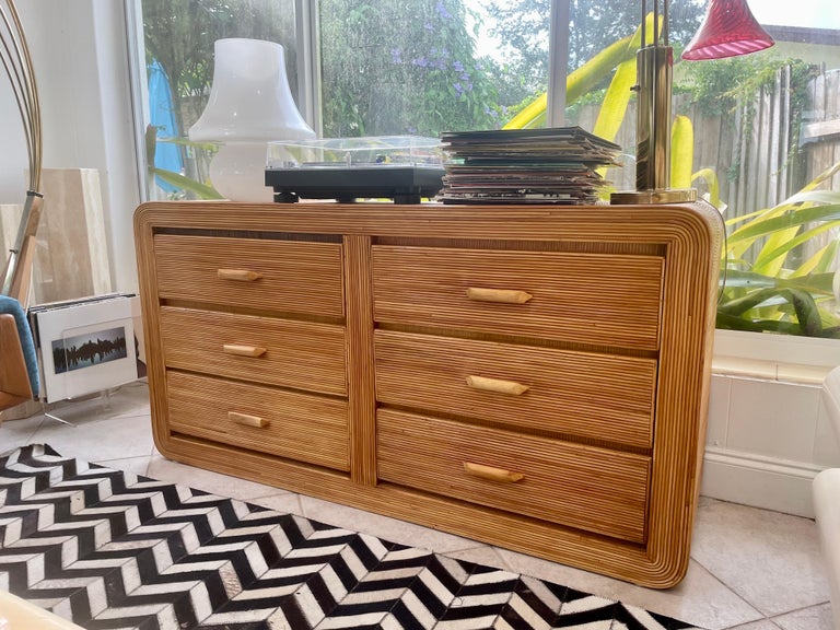 Vintage Midcentury Pencil Reed Rattan Waterfall Dresser at 1stDibs Vintage Midcentury Pencil Reed Rattan Waterfall Dresser at 1stDibs