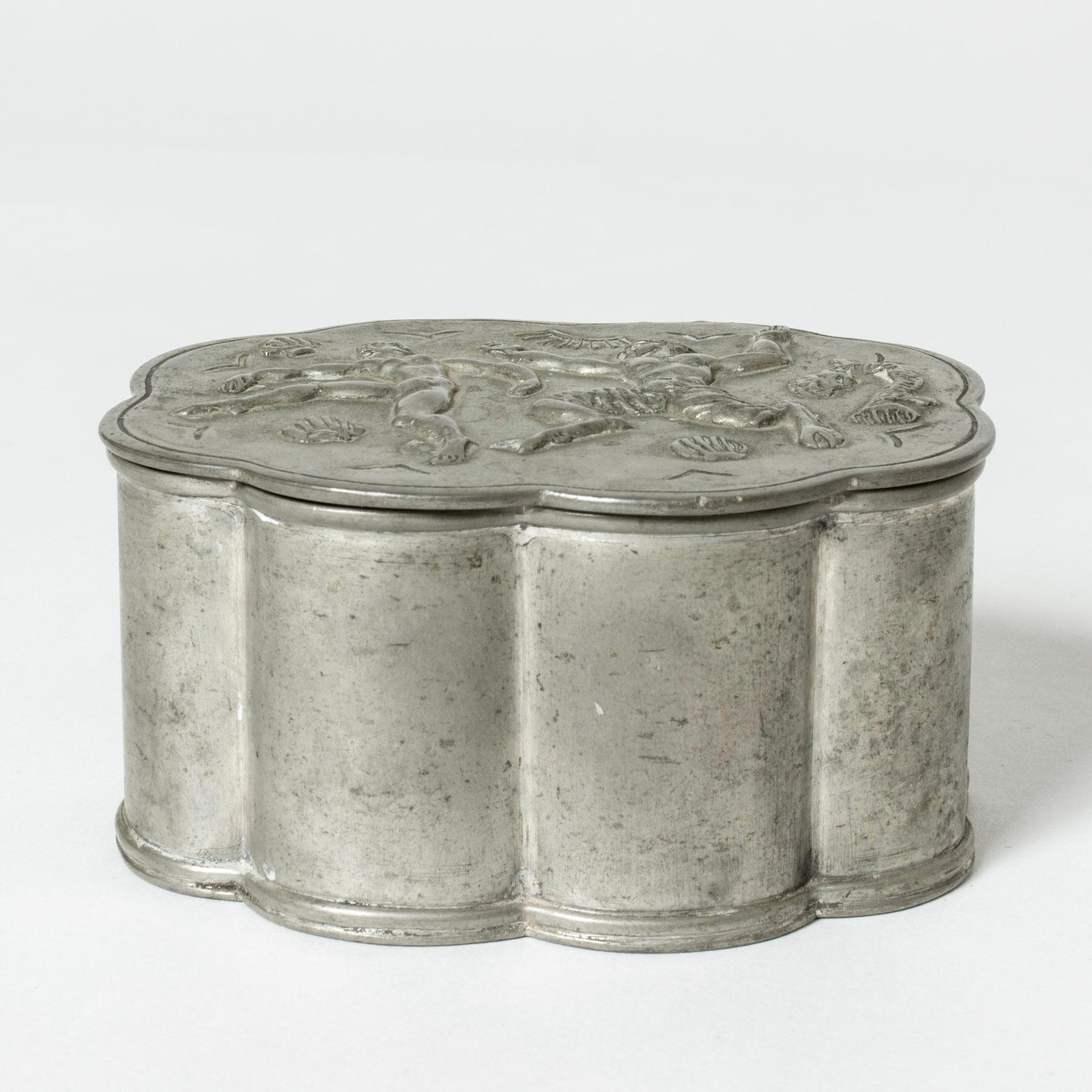 Scandinavian Modern Vintage Midcentury Pewter Jar, Herman Bergman, Sweden, 1929  For Sale
