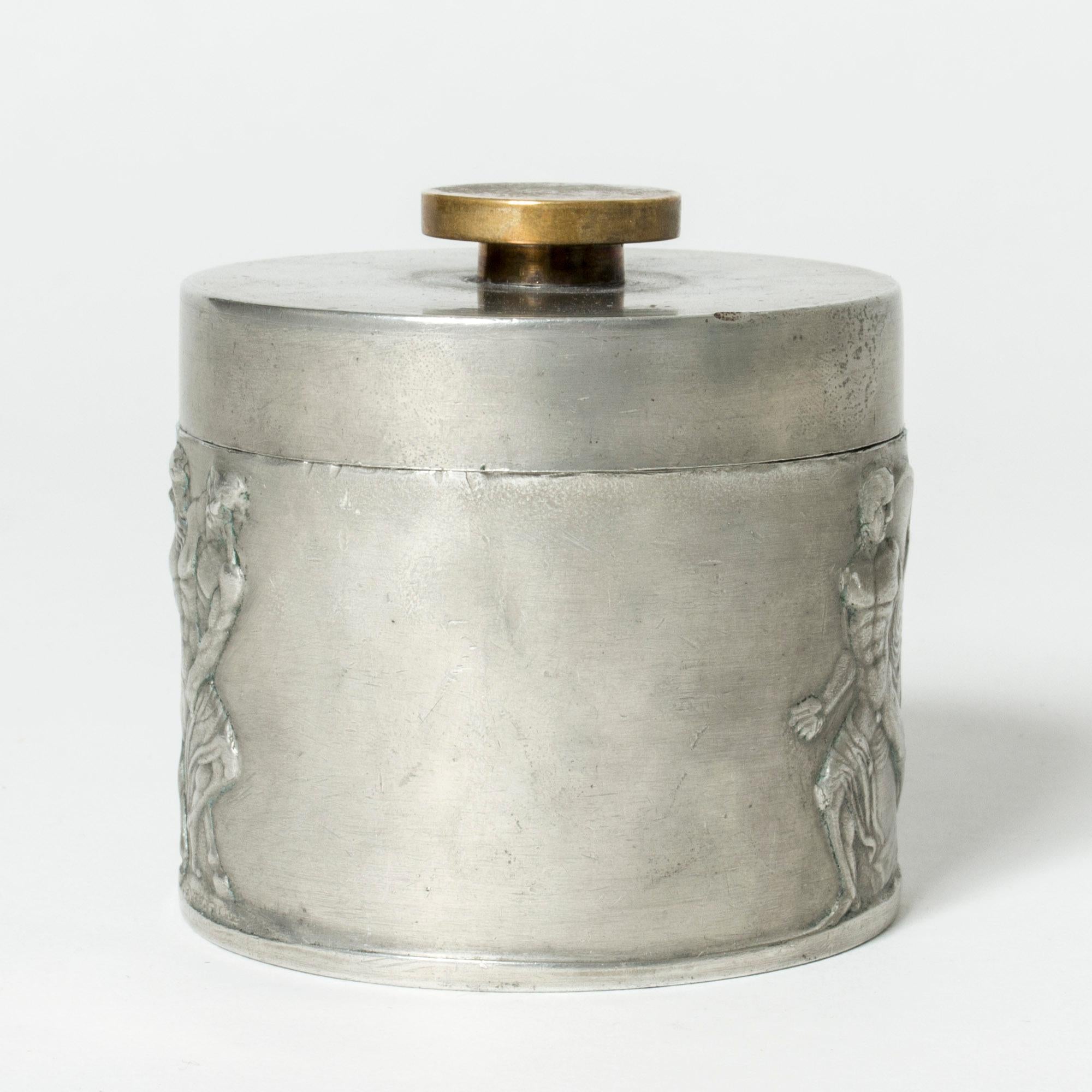 Scandinavian Modern Vintage Midcentury Pewter Jar with the 