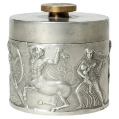Vintage Midcentury Pewter Jar with the "Bassae Frieze", Herman Bergman, 1939 