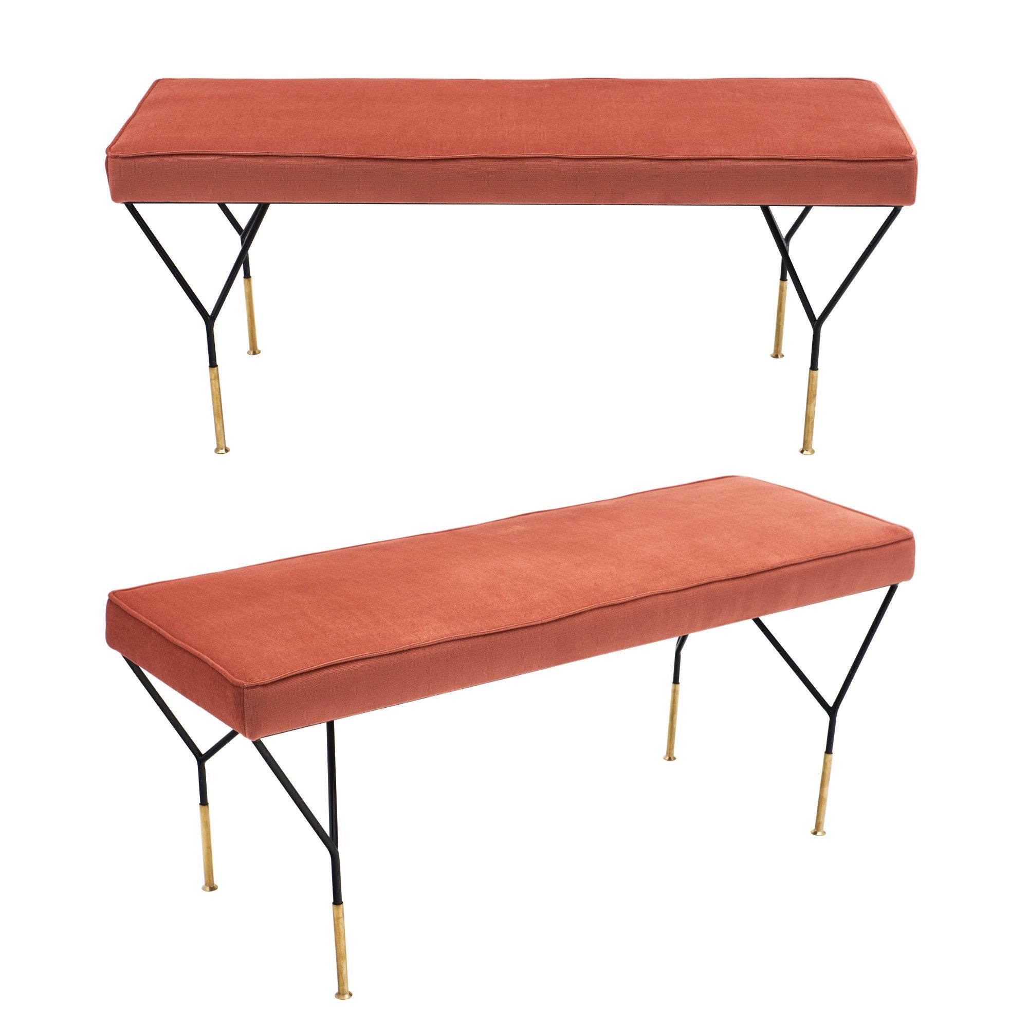 Vintage Midcentury Pink Benches Attributed to Carlo di Carli