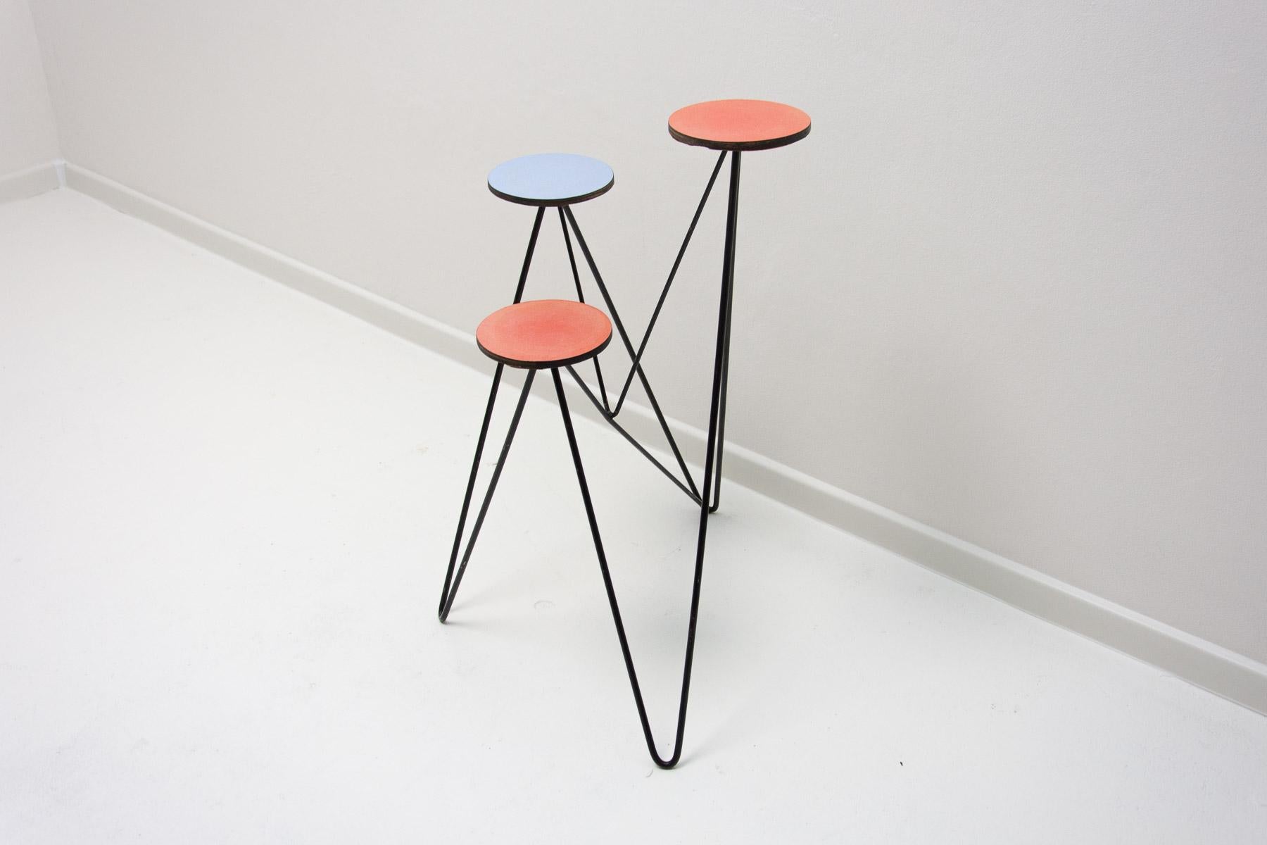 Vintage Midcentury Plant Stand, 1960s, Czechoslovakia, Eastern Bloc For Sale 2