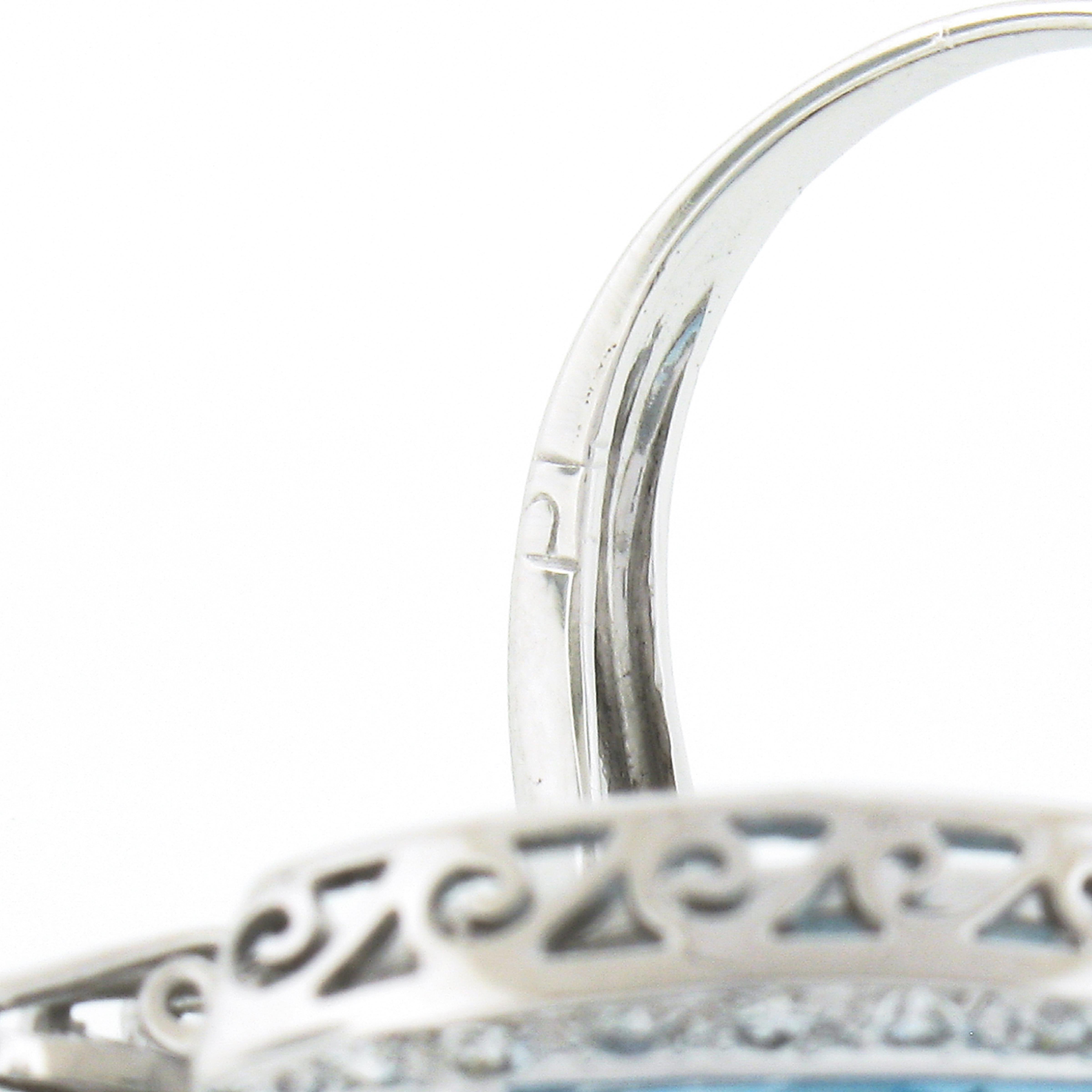Vintage Mid-Century Platinum 8.0ctw GIA Large Marquise Aquamarine & Diamond Ring For Sale 1