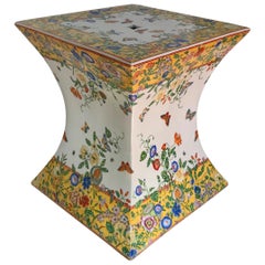 Vintage Midcentury Polychrome Enameled Chinese Porcelain Garden Seat