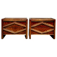 Used Midcentury Pulaski Chrome Diamond Nightstands, a Pair