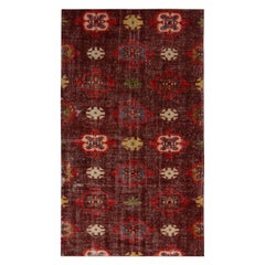 Vintage Midcentury Purple and Red Geometric Wool Rug with Multi-Color Accents