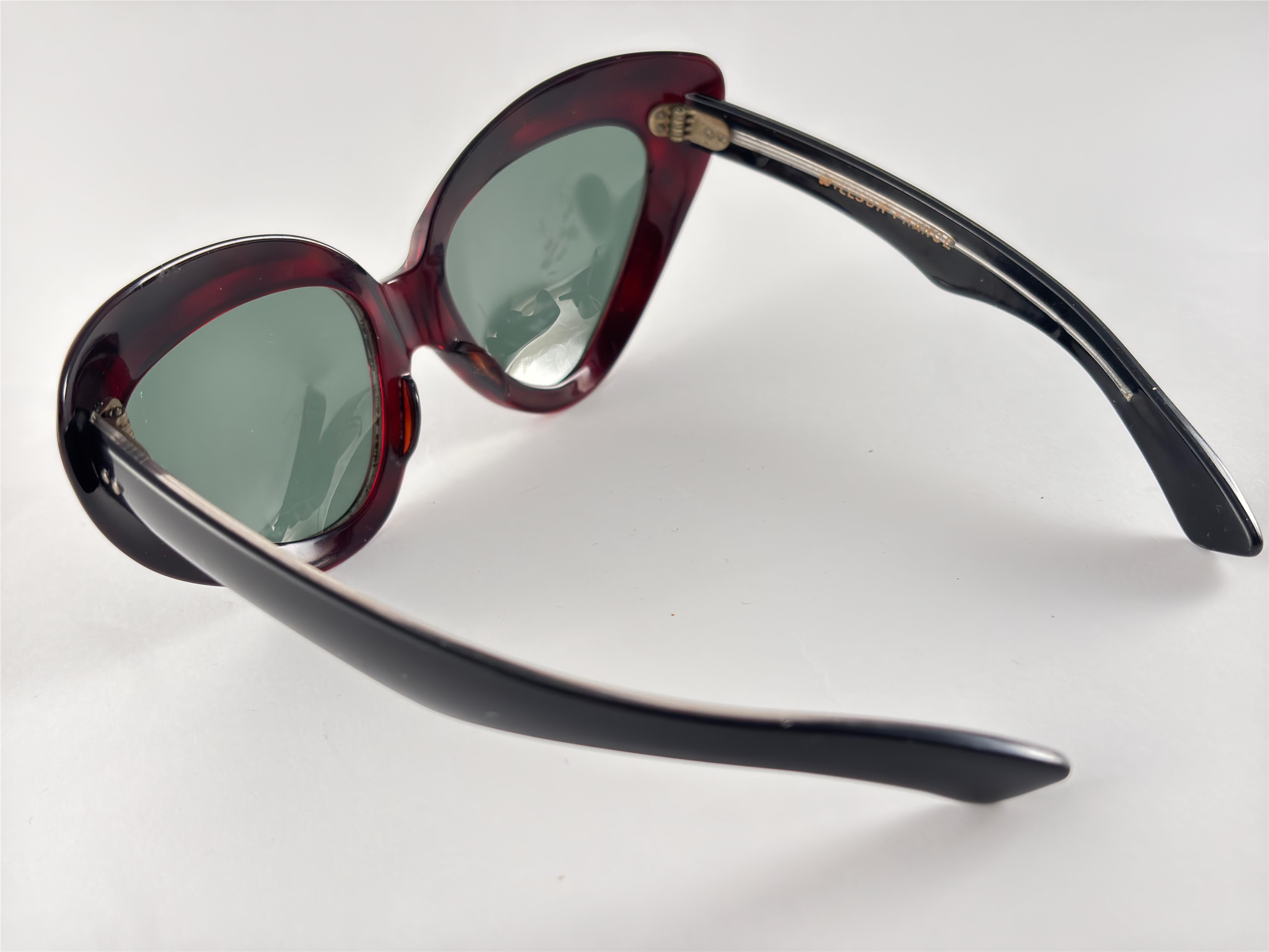 Rote Schildpatt-Maske 1960er Jahre Vintage Midcentury-Sonnenbrille (Grau) im Angebot