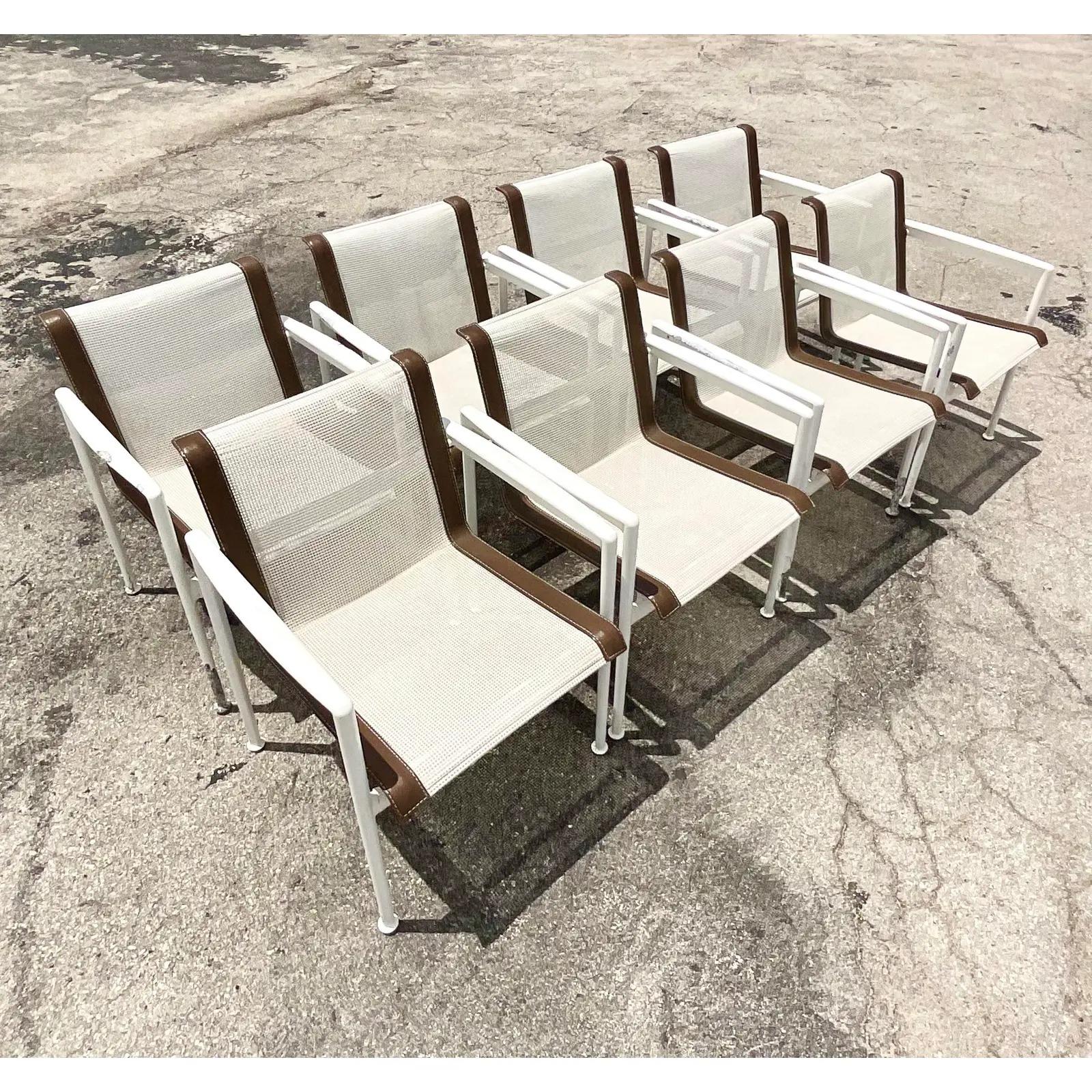 Vintage Midcentury Richard Schultz 1966 Series Dining Chairs - Set of 8 In Good Condition In west palm beach, FL