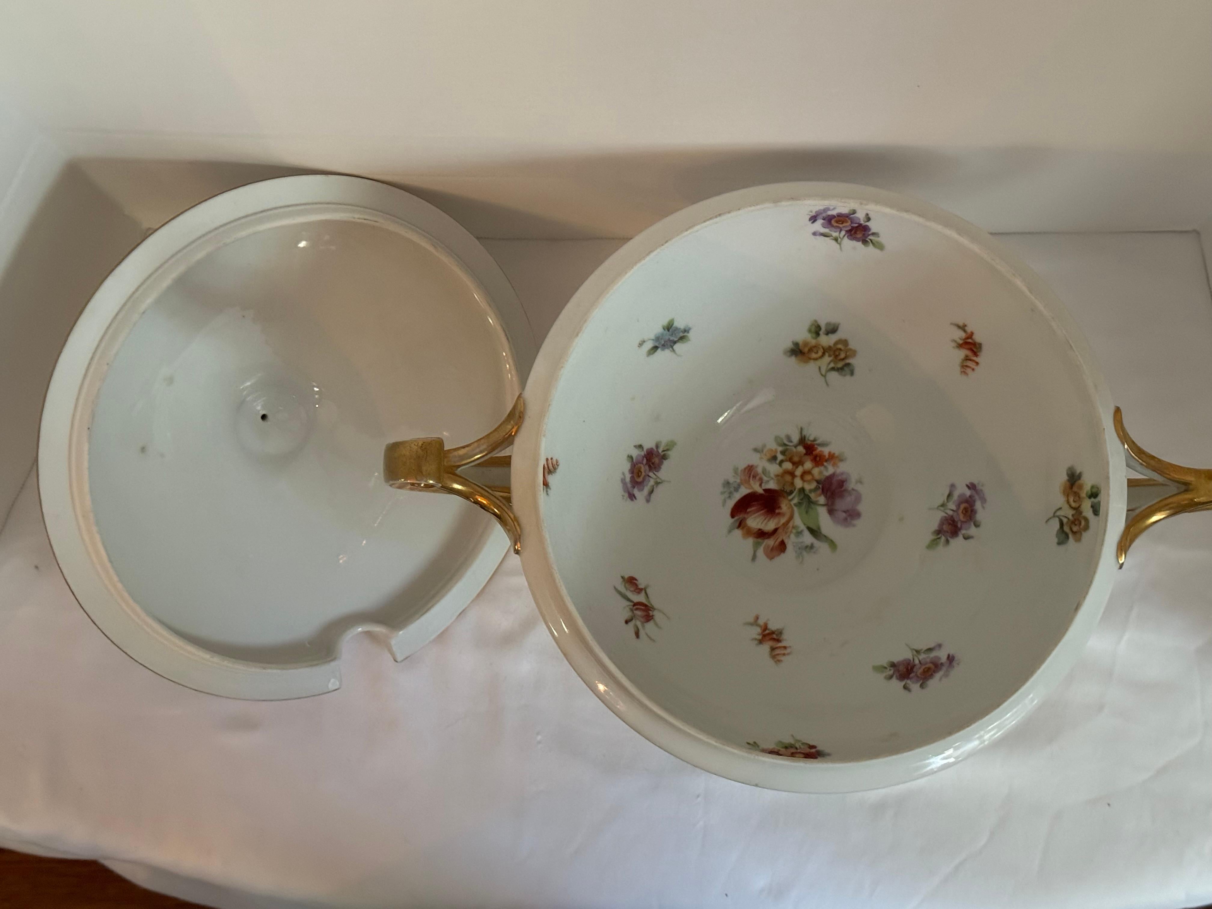 Großes tschechisches Royal Eipage Tschechoslowakei-Porzellan aus der Mitte des Jahrhunderts, handbemalt (Keramik) im Angebot