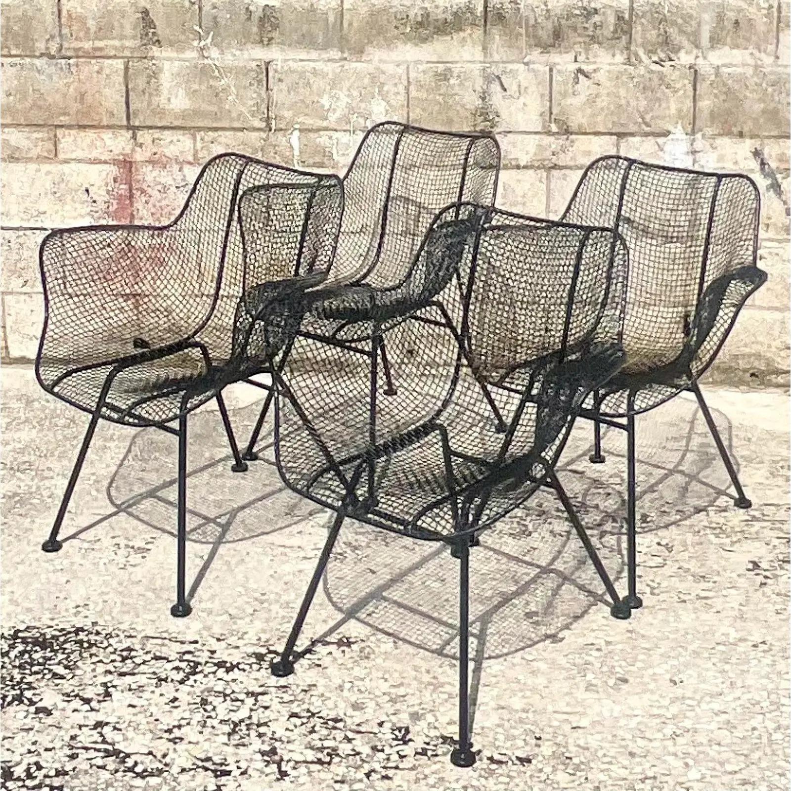 Iron Vintage Midcentury Russel Woodard Sculptura Chairs, Set of 4
