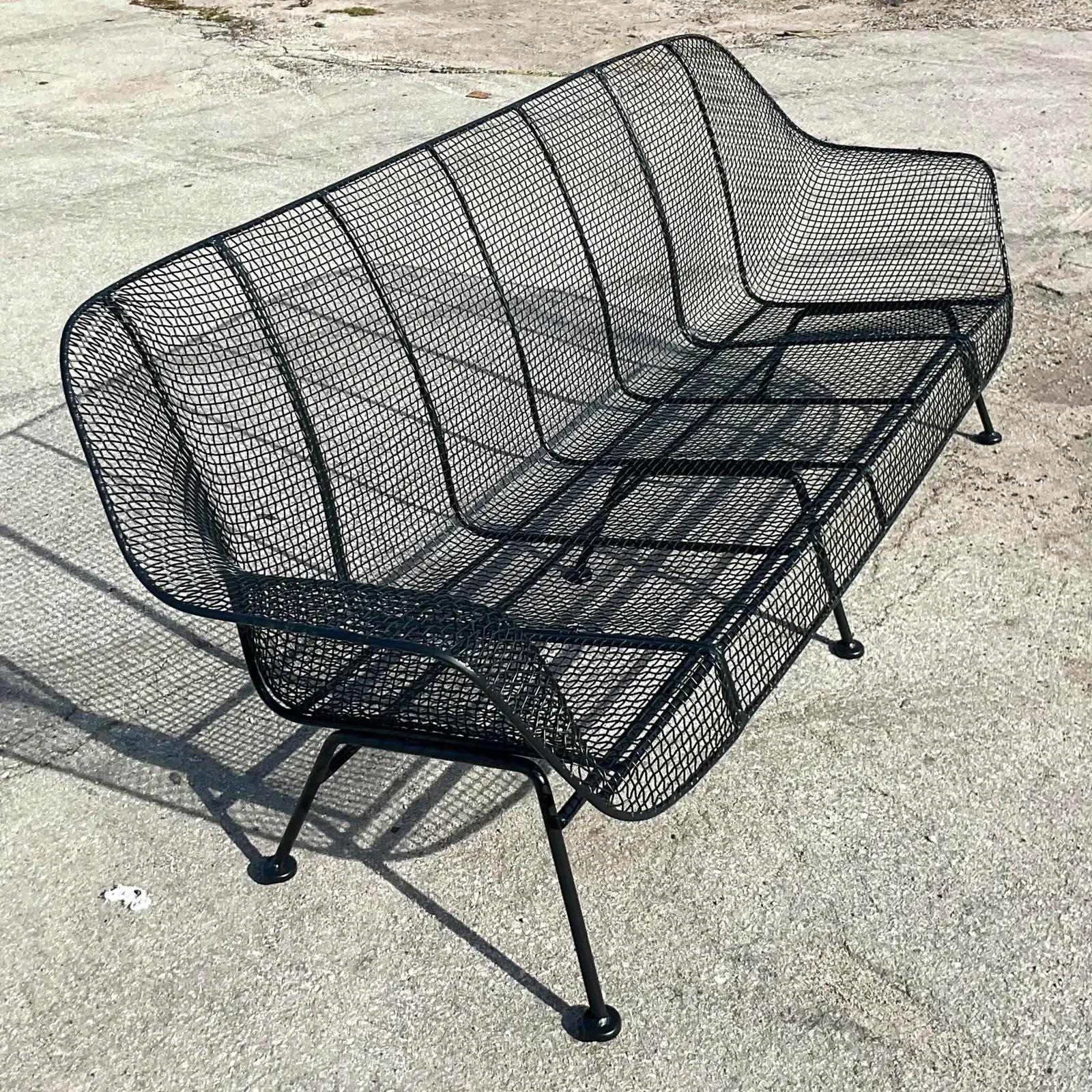 Vintage Midcentury Russell Woodard Rare Extra Long “Sculptura” Wrought Iron Sofa 5