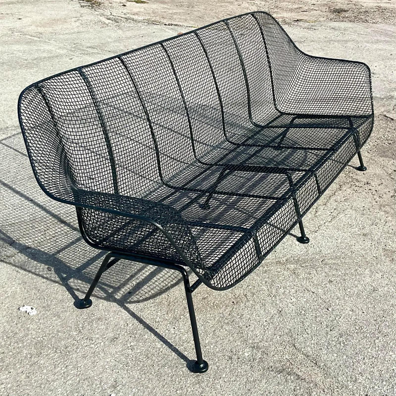 Vintage Midcentury Russell Woodard Rare Extra Long “Sculptura” Wrought Iron Sofa 6