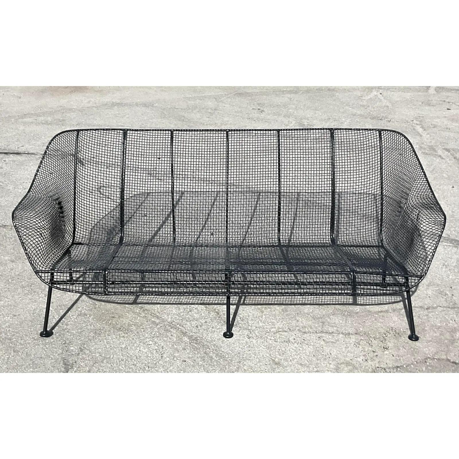 Vintage Midcentury Russell Woodard Rare Extra Long “Sculptura” Wrought Iron Sofa 2