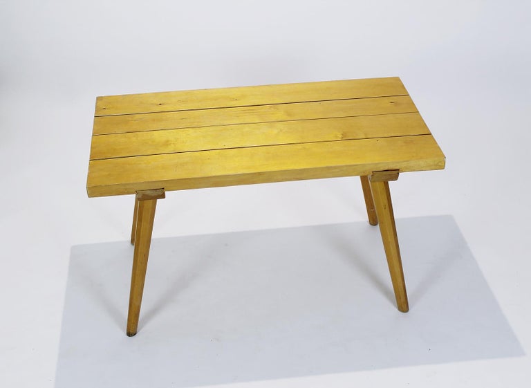 Woodwork Vintage Midcentury Rustic Plank Coffee Table, Hungary, 1950 For Sale