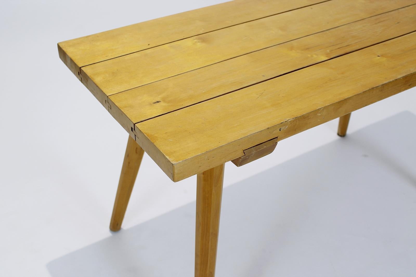 Vintage Midcentury Rustic Plank Coffee Table, Hungary, 1950 For Sale 1