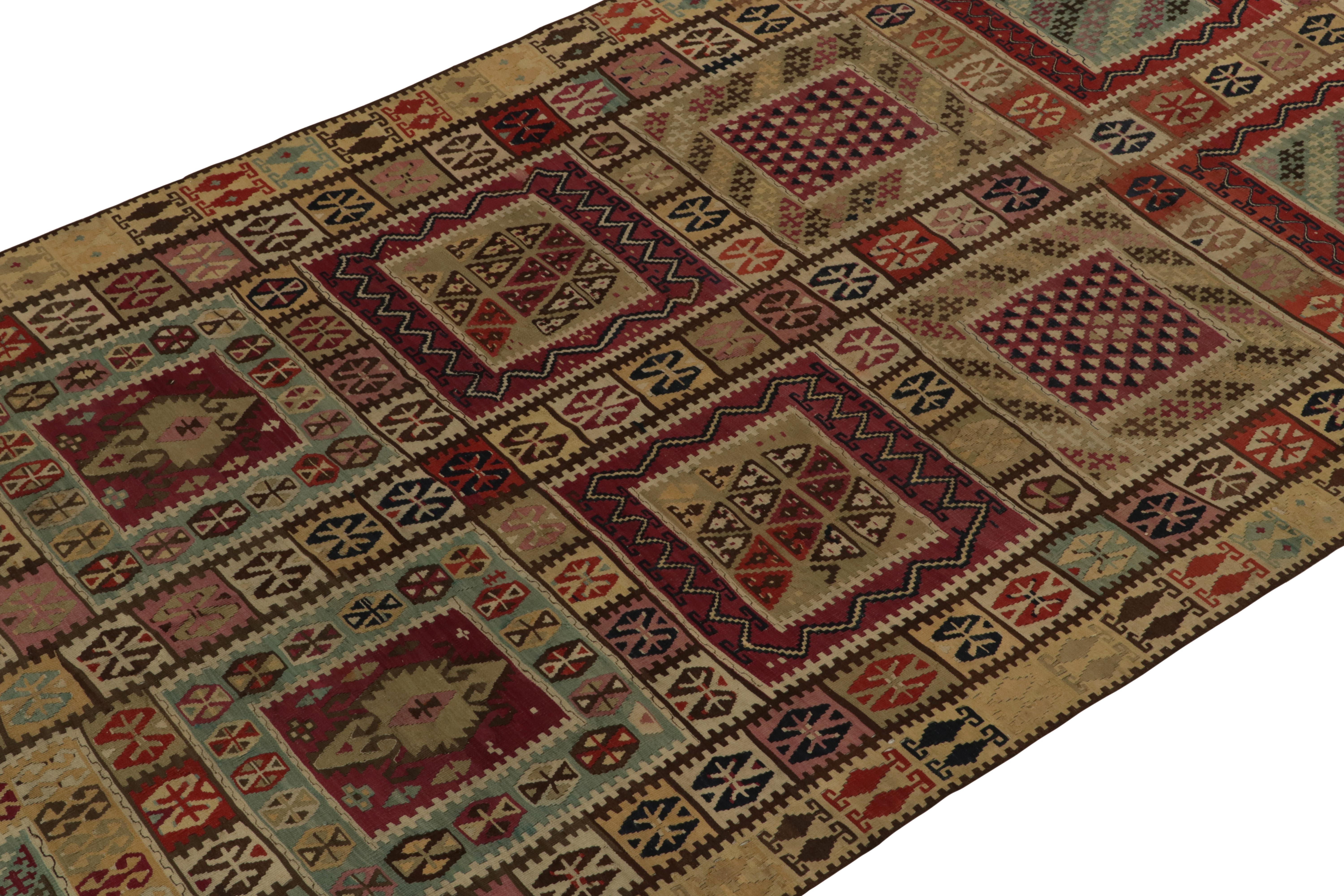 Hand-Woven Vintage Mid-Century Tribal Kilim in Multicolor Geometric Patterns by Rug & Kilim For Sale
