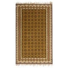 Geometrischer beige-brauner Woll-Kelim-Teppich Sarkoy von Teppich & Kelim aus der Mitte des Jahrhunderts