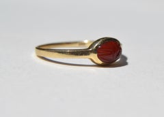 Vintage Midcentury Scarab Beetle Carnelian 1.1 Carat 14 Karat Gold Ring