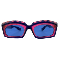 Vintage Midcentury Sculptural Blue & Pink Sunglasses 1960's Made in Italy