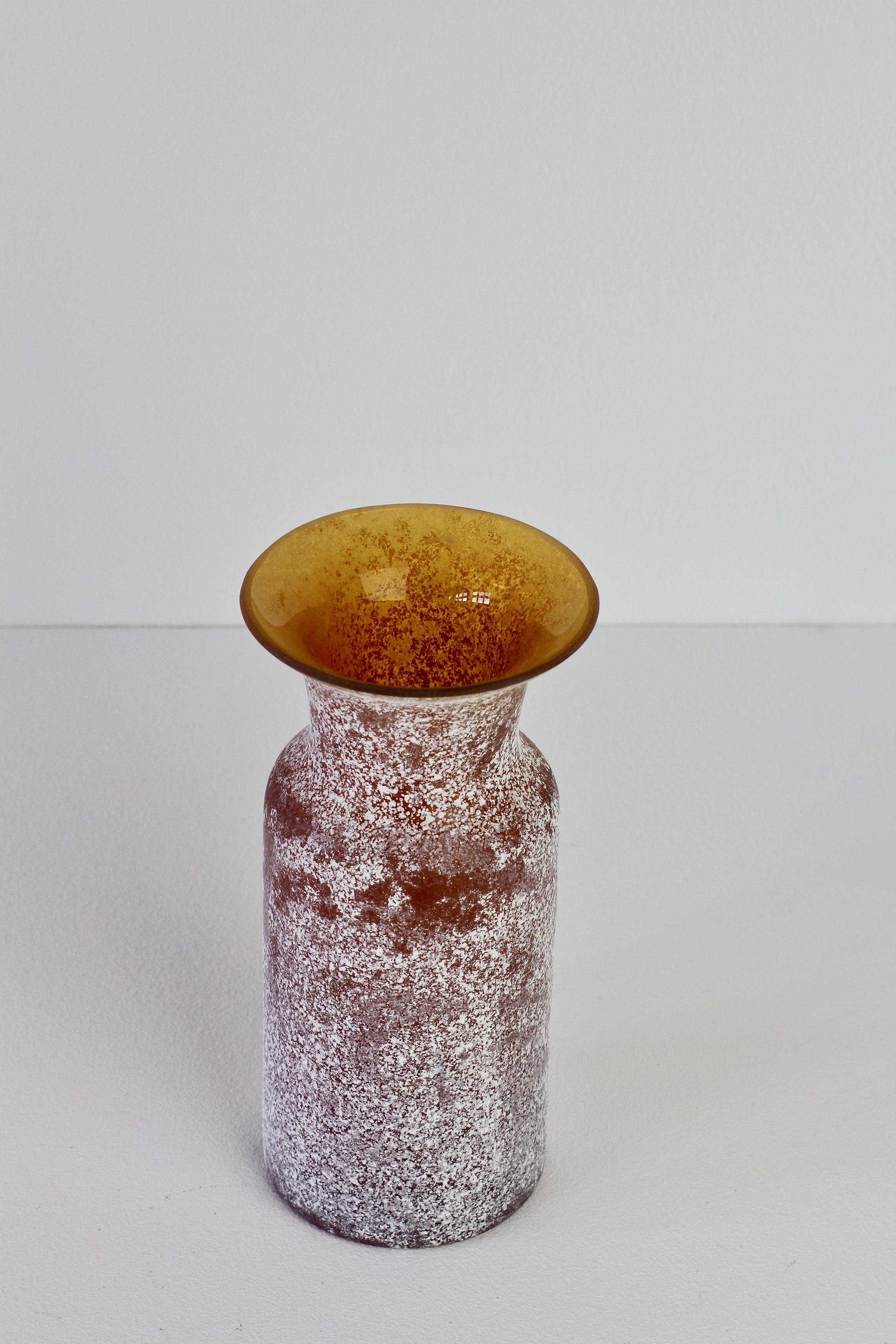 Vintage Seguso Vetri d'Arte Brown 'a Scavo' Murano Glass Vase 1