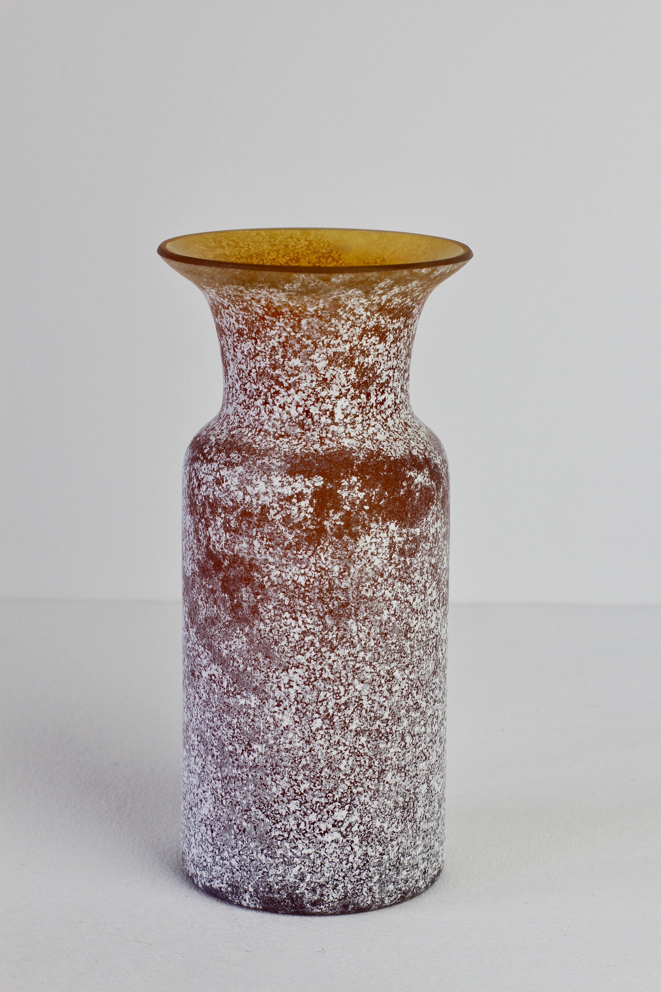 Mid-Century Modern Vintage Seguso Vetri d'Arte Brown 'a Scavo' Murano Glass Vase