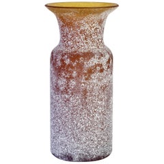Vintage Seguso Vetri d'Arte Brown 'a Scavo' Murano Glass Vase