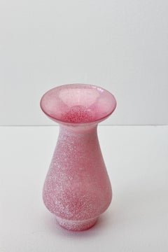 Vintage Midcentury Seguso Vetri d'Arte Pink 'a Scavo' Murano Glass Vase