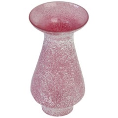 Vintage Midcentury Seguso Vetri d'Arte Pink 'a Scavo' Murano Glass Vase