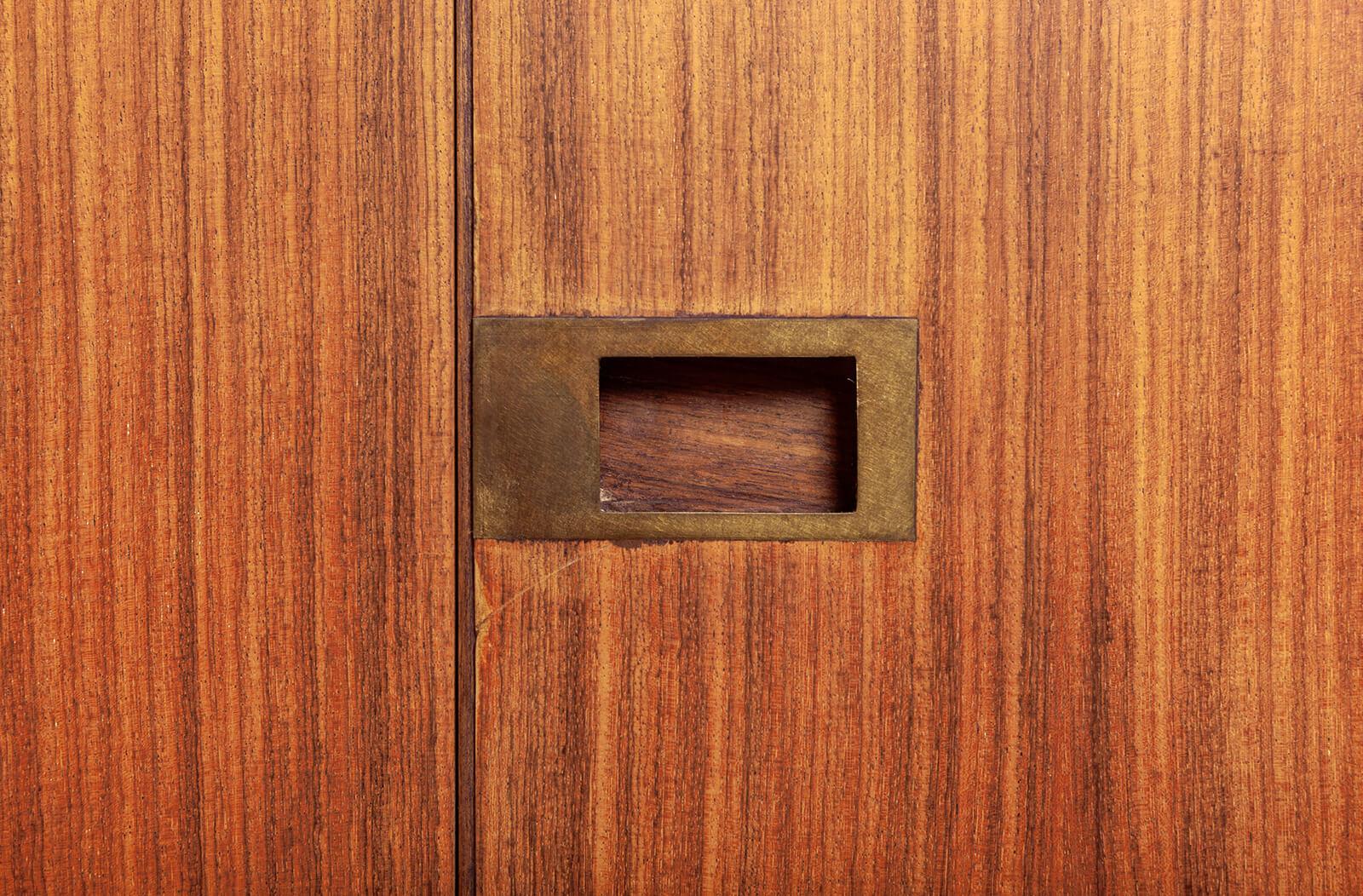 Vintage Midcentury Sideboard: Edmondo Palutari Design, Teak Wood & Brass Details 7