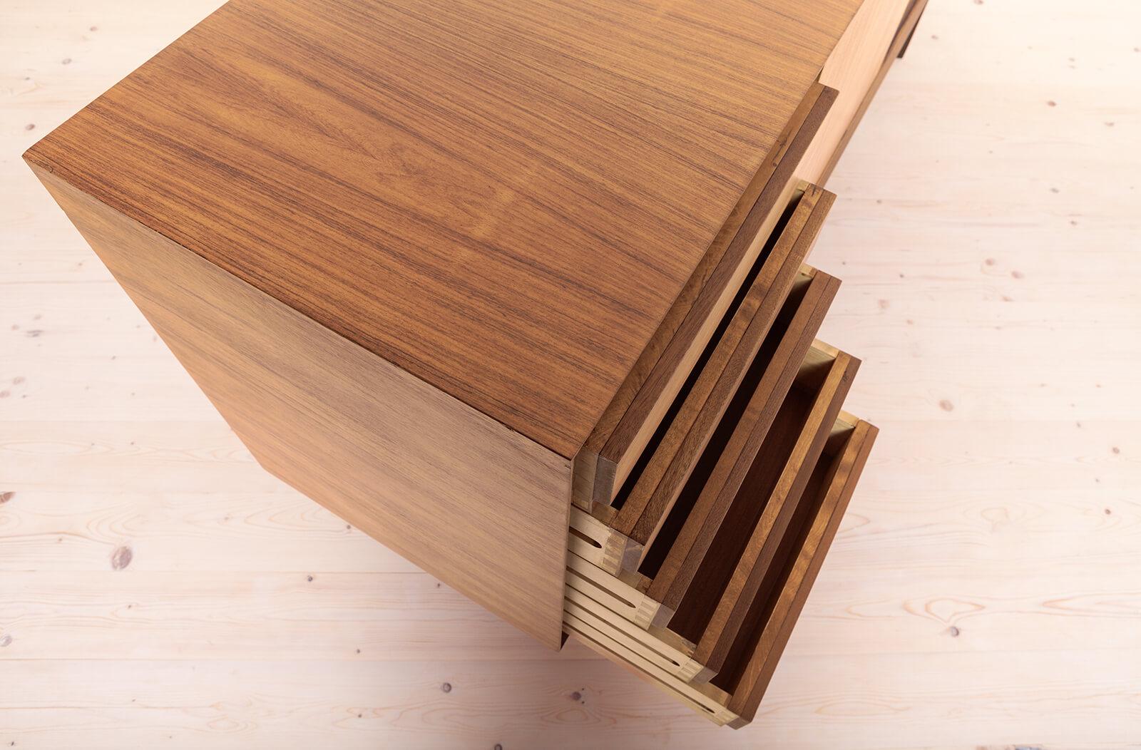 Vintage Midcentury Sideboard: Edmondo Palutari Design, Teak Wood & Brass Details 9