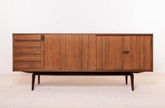 Vintage Midcentury Sideboard: Edmondo Palutari Design, Teak Wood & Brass Details